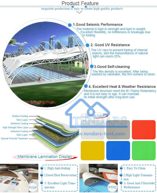 Tensile fabric buildings feature